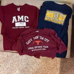 3 short sleeved, Texas A&M College Station, Texas T-shirts size large